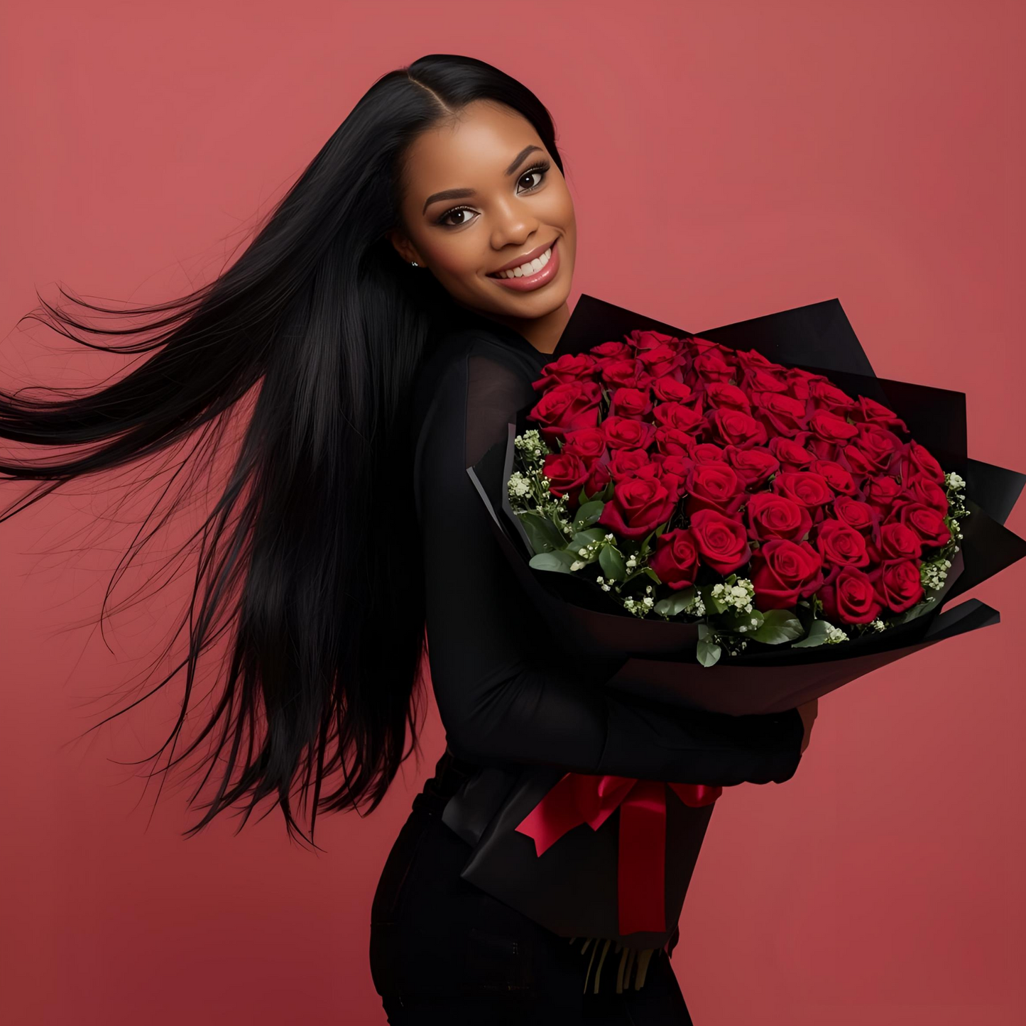 Bouquet of  Fresh Flowers and Roses (50 stems)