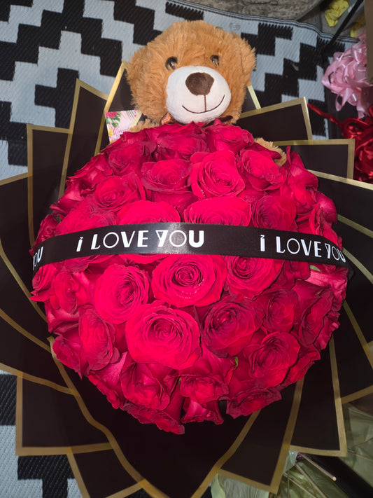 Roses 50ct Teddy/Banner/Lettering Sold Separately